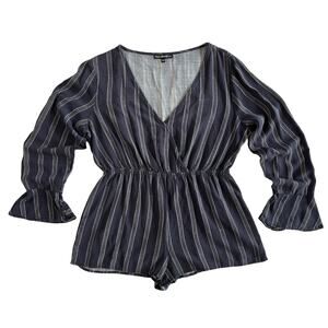 Fika The Brand Women's Large Blue Romper Light Weight V-Neck